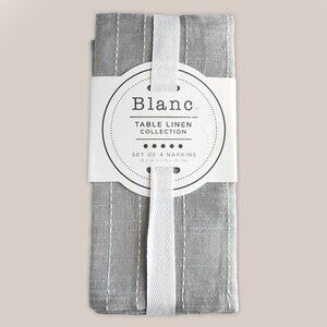 NEW Blanc Table Linen Collection Set of 4 Cotton Napkins 18 x 18 in Gray
